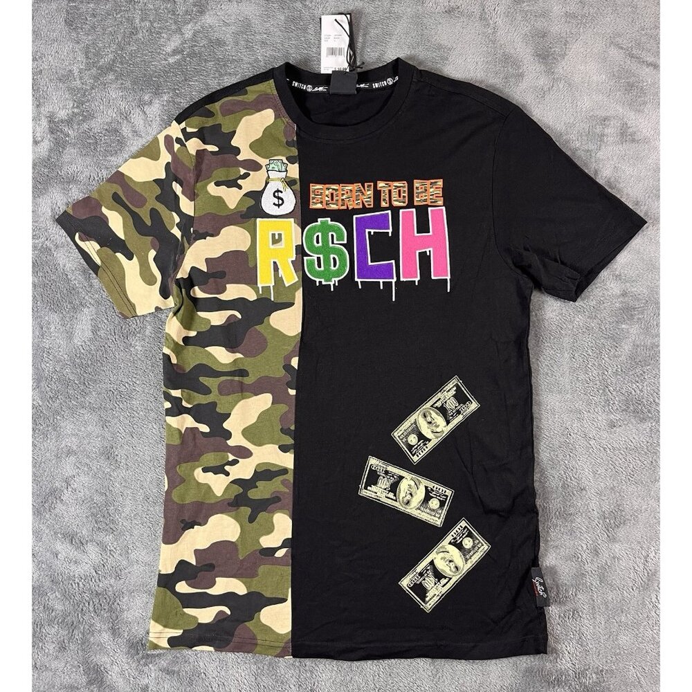 Switch Remarkable Men's L Born To Be Rich Graphic Money T Shirt Limited Edition